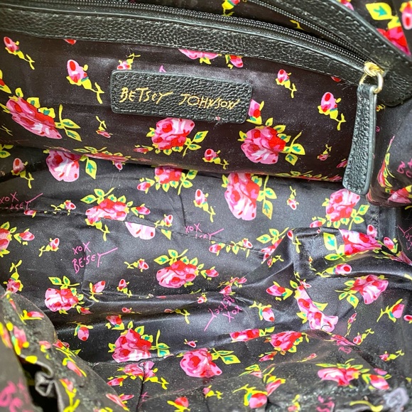 Betsey Johnson FLORAL MULTICOLOUR BLACK BOW Purse Handbag - Picture 3 of 7
